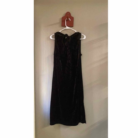 Nally & Millie Black Velvet Tie Back Midi Dress L - Picture 3 of 5
